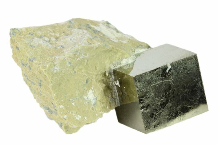 .75" Shiny, Natural Pyrite Cube In Rock - Navajun, Spain